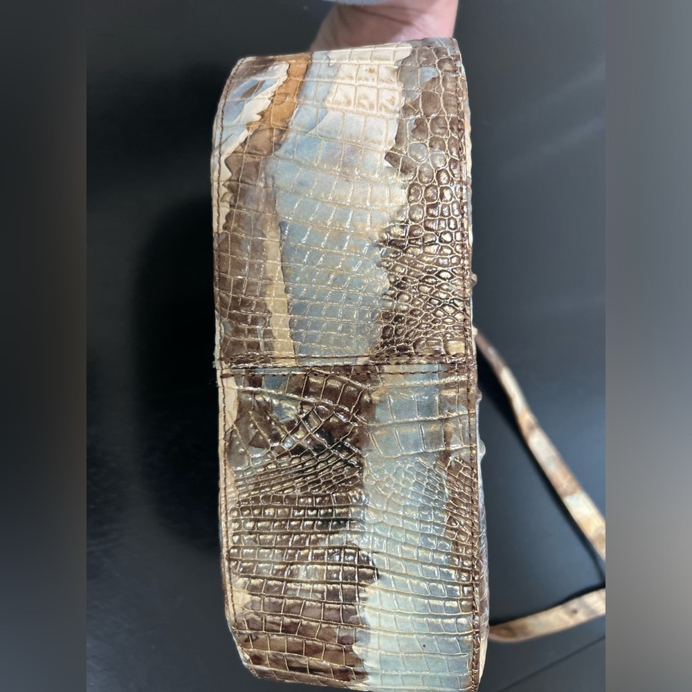 Brahmin Nadine Caribou Melbourne Croc embossed Shoulder/Crossbody Leather Bag - Picture 9 of 13